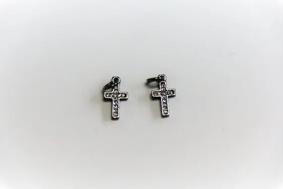 

CZ Micro Pave 8x20mm Cross Charm with Jump Ring
