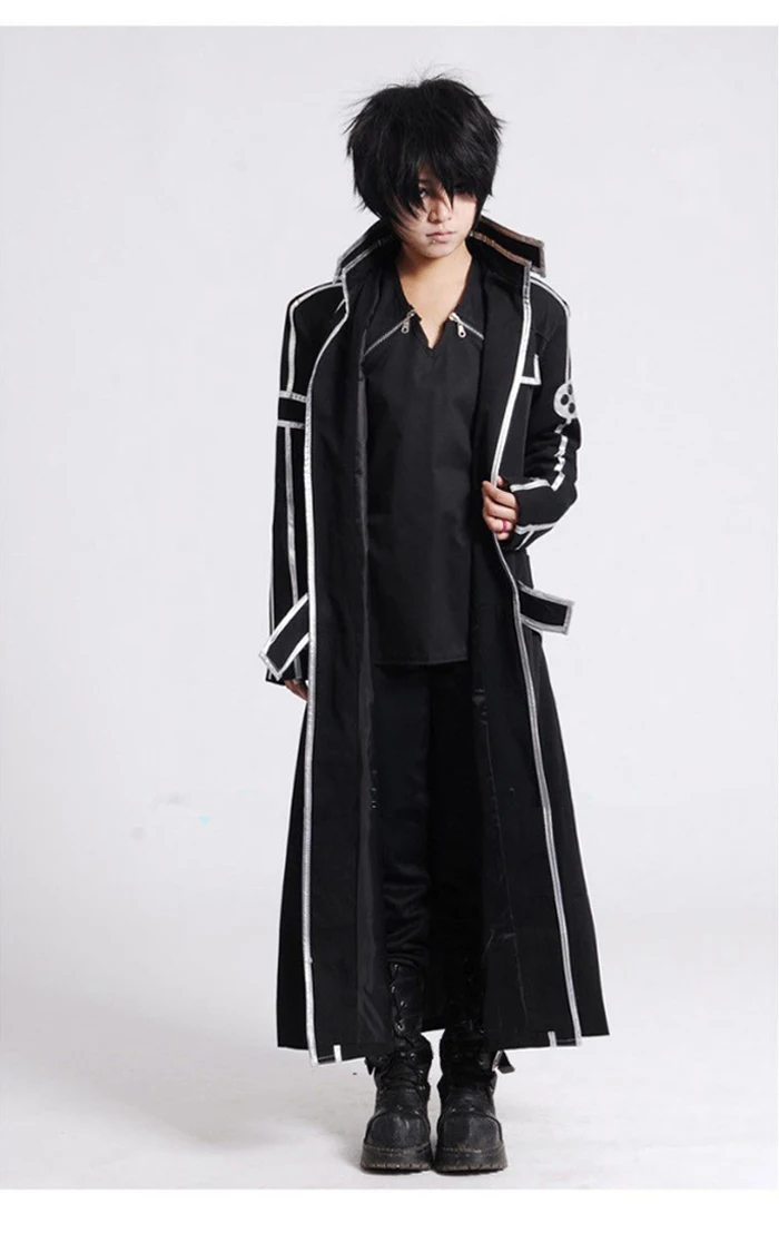 Sword Art Online SAO Kirito Kirigaya Kazuto Robe, Маскарадные костюмы, длинное пальто, Тренч(плащ+ пояс+ лямки