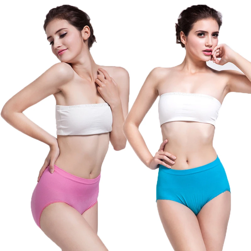 

Bamboo Fiber Underwear Women Panties Mid-waist Briefs Solid Color Seamless Antibacterial Breathable Women's Underwear One Size