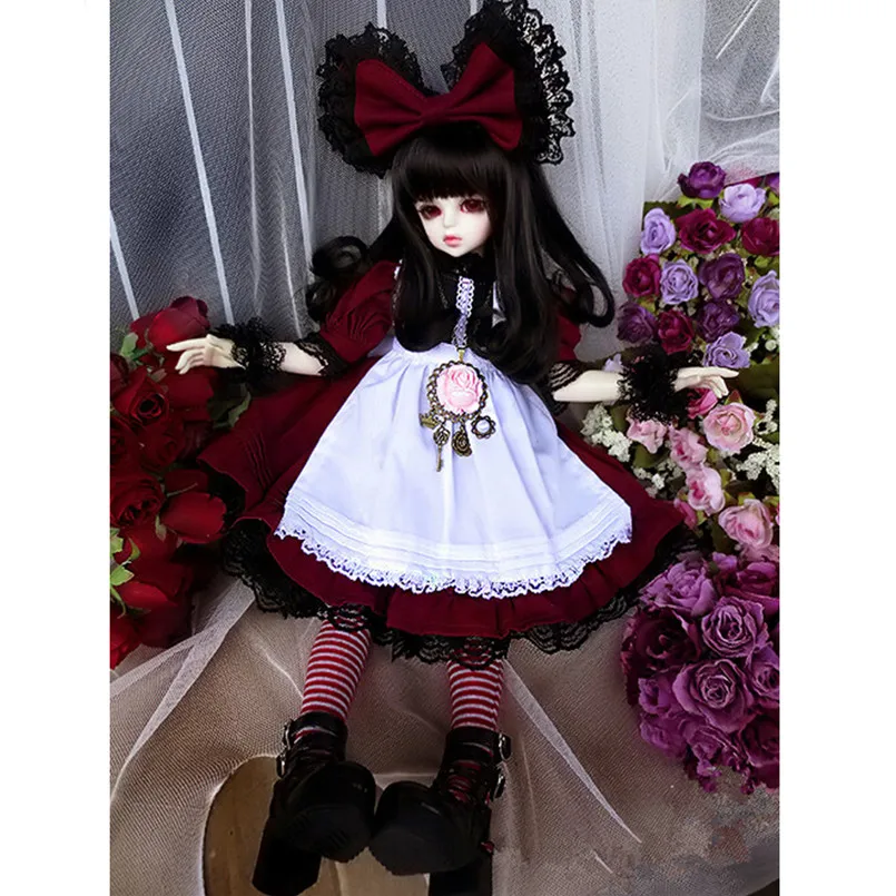 Новая кукла 1/4 SD BJD одежда включает платье головной убор и чулки Платья для кукол