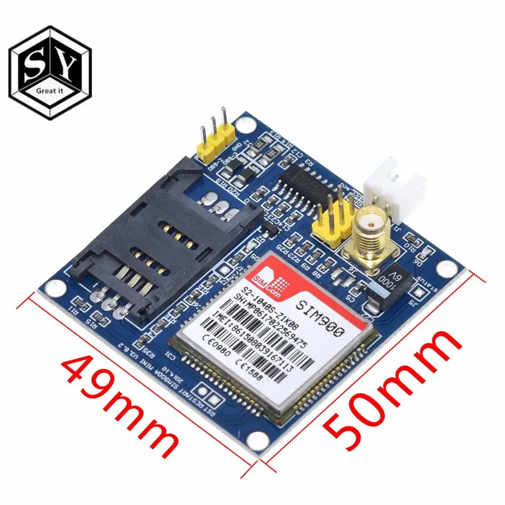 Модуль беспроводной передачи данных GREAT IT SIM900A SIM900 MINI V4.0 GSM GPRS комплект с антенной