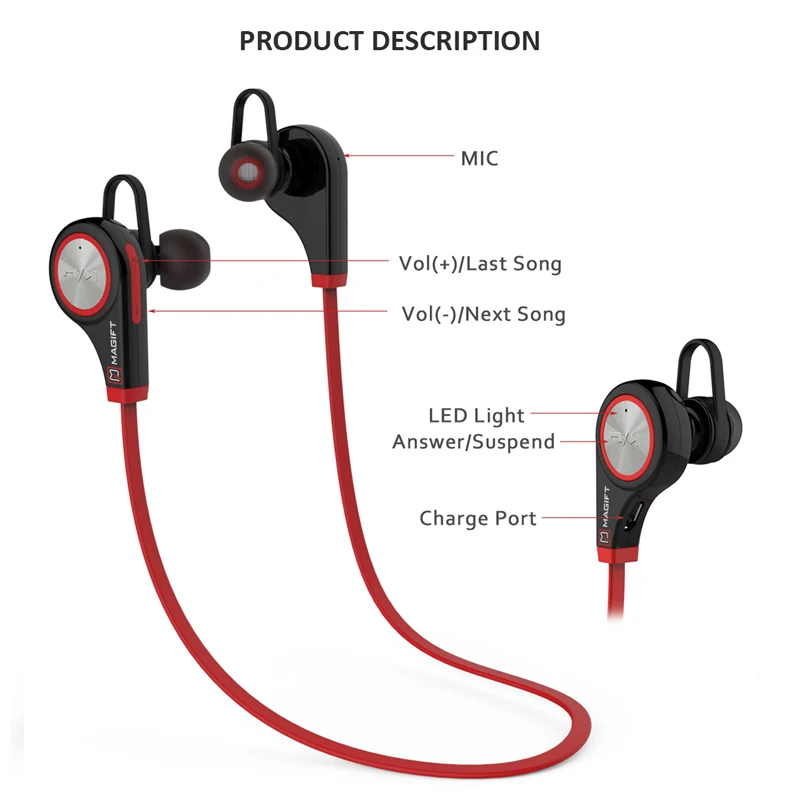 Magift6 Беспроводной наушники Bluetooth 4 1 CSR с Micphone музыке стерео для смартфонов