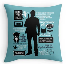 Vente chaude Dean Winchester Citations Replaceface Personnalisé Fermeture Éclair Square Throw Taie D’oreiller À Glissière Oreiller Sham Protecteur