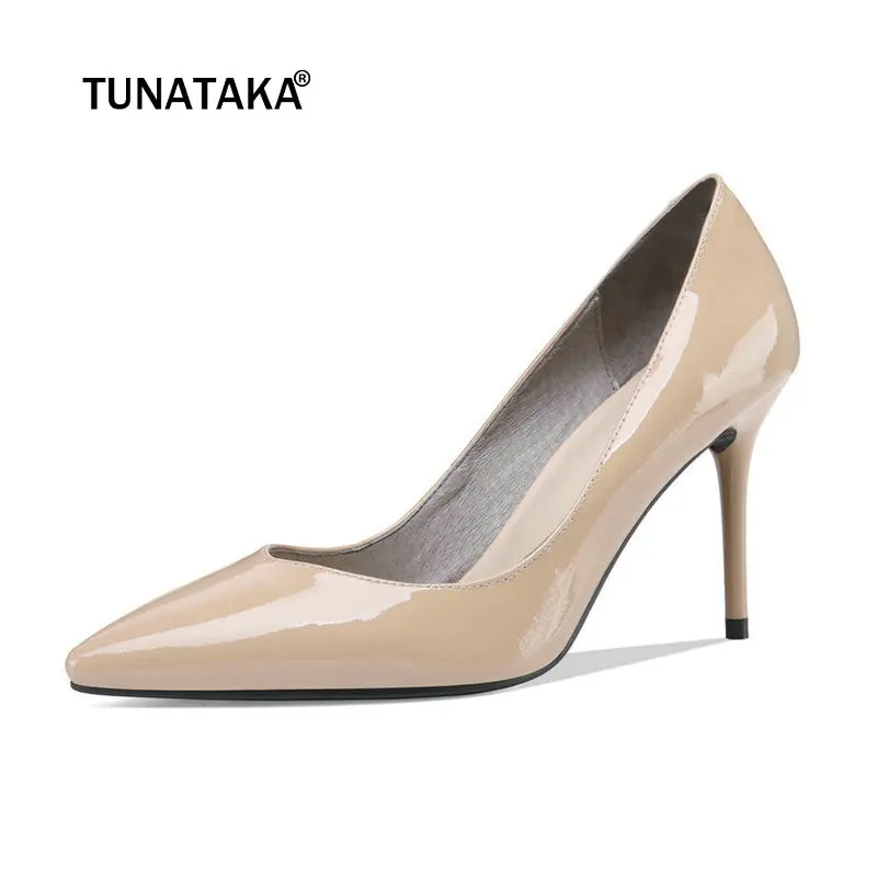 Otoño Mujeres Apricot Perezosos Tacón Zapatos Moda Genuino Alto UqUFr