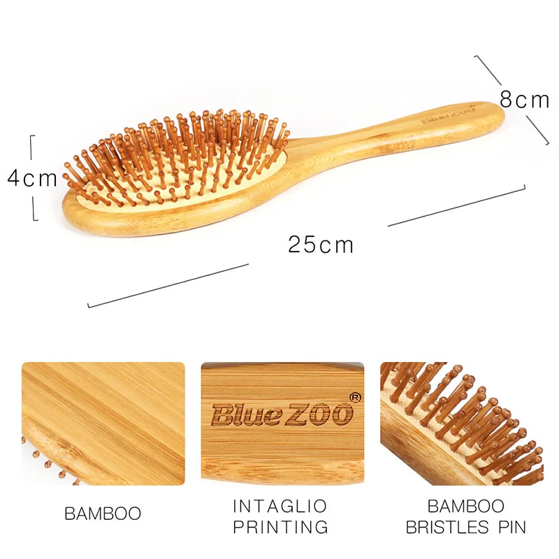 Инструменты для волос натуральный бамбук щетка для волос деревянная бамбуковая щетина булавка Массажная расческа Улучшение роста волос Предотвращение выпадения волос от перхоти кожи головы