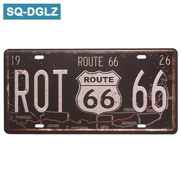 [SQ-DGLZ] Hot Route 66 номерной знак Магазин Бар Украшение стены оловянный знак винтажный металлический знак домашний декор живопись таблички плакат - Цвет: 0002