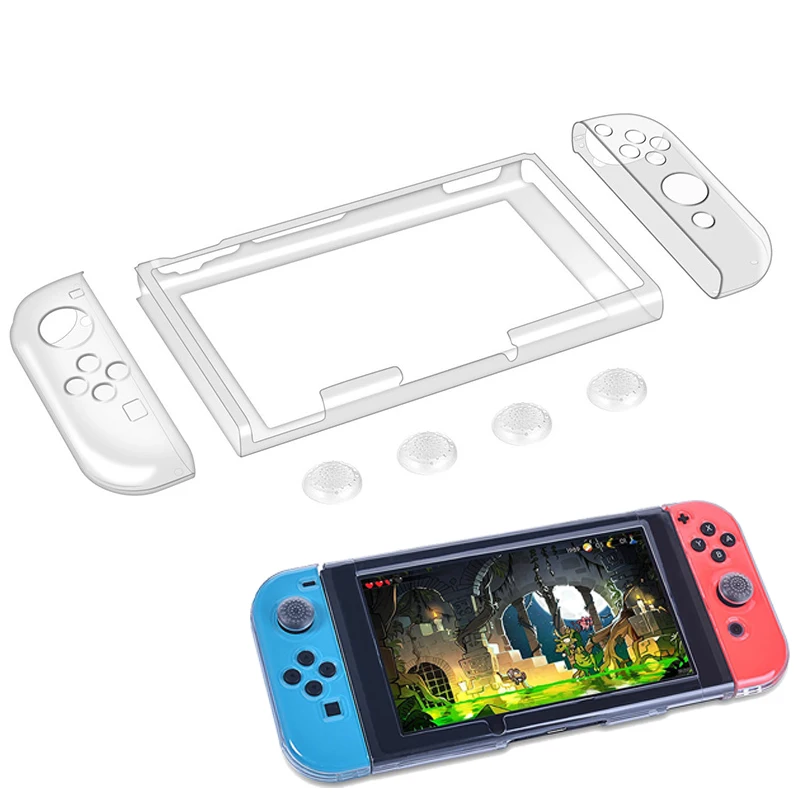

Crystal Transparent Case with Thumb Grip Anti-Scratch Ultra-Thin Protective Cover for Nintend Switch Console & Joy-Con Joystick