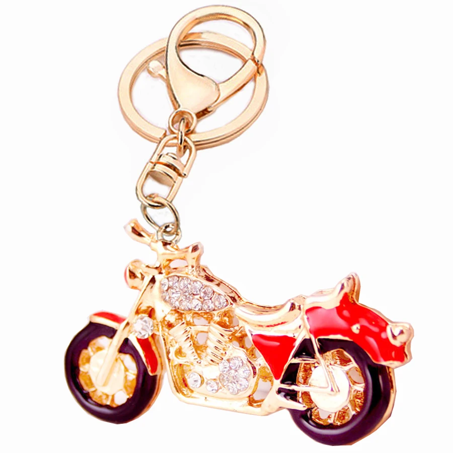 Novelty Trinket Crystal Motorcycle Style Trendy Keychain Purse Bag