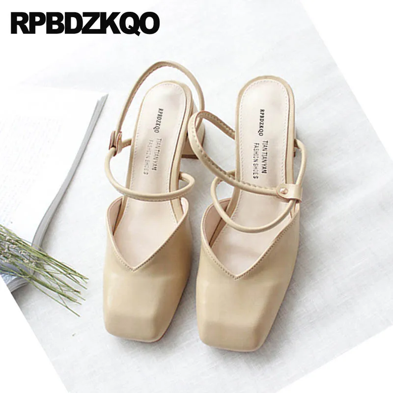 Chaussures De Cher jaune 2018 Dames D'été apricot Bloc Mode Femme Arrière Carré À Deux Femmes Sandales Bride Vert Pas Épais Sangle Fermé Designer Chunky Orteil qtf7SFZ