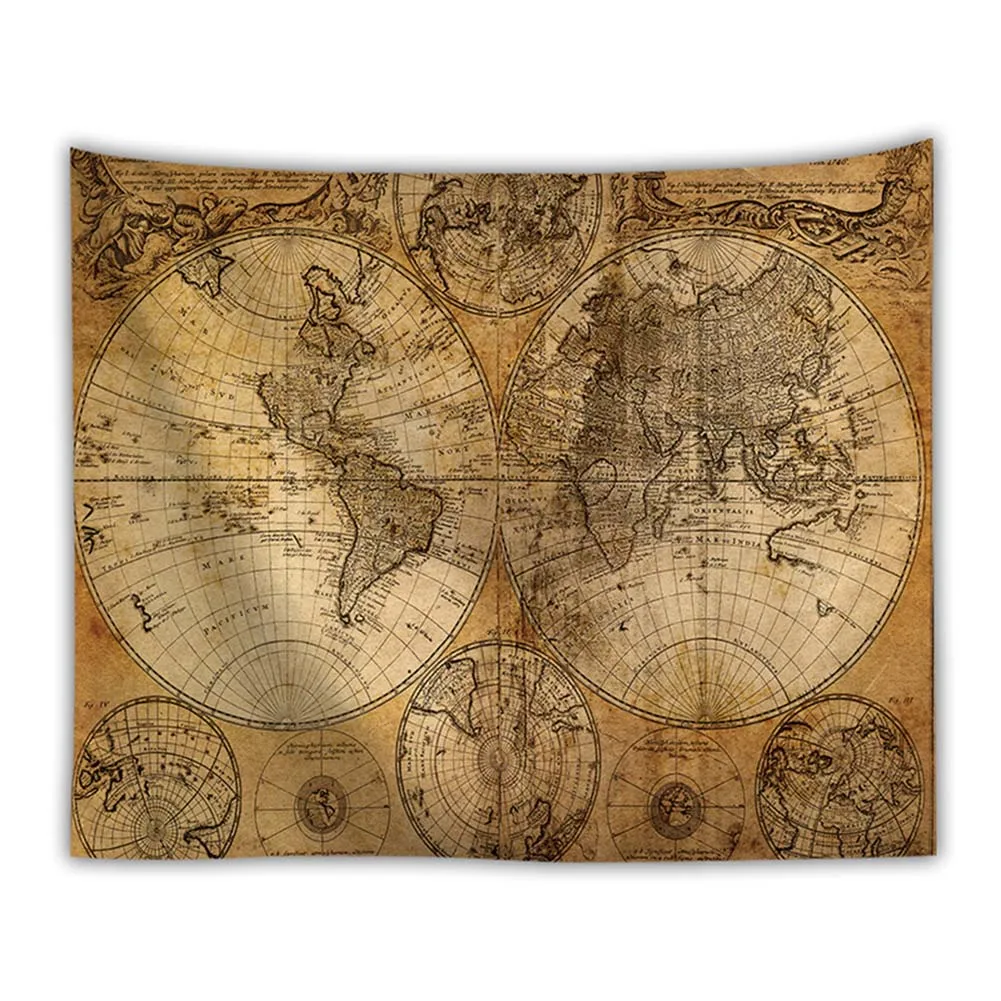 

Nordic Style Vintage World Map Wall Hanging Rug Tapestry Home Living Room Decor Polyester Thin Blanket Yoga Mat Mural Art Carpet