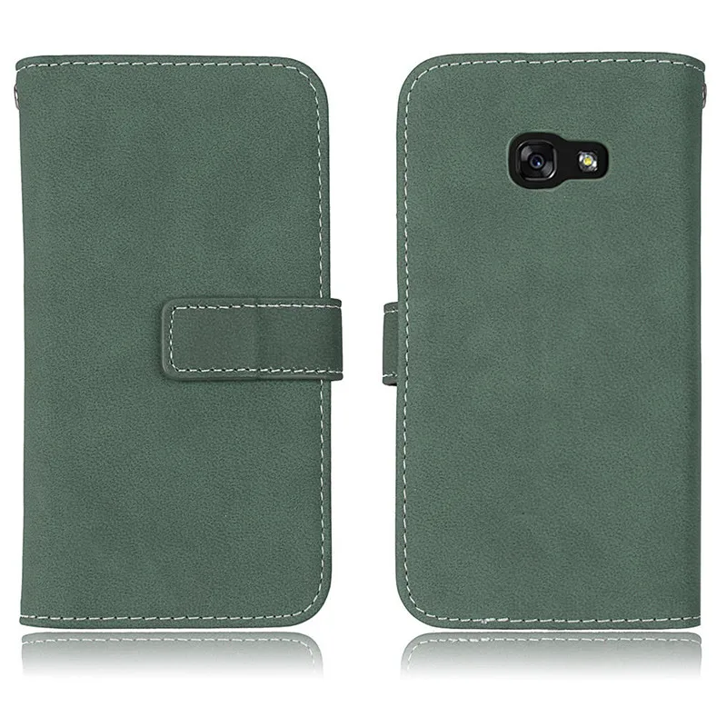 Роскошные 9 Слот для карты Винтаж кожаный чехол для телефона для Samsung Galaxy A3 Флип Стенд кожаный бумажник с фоторамкой крышка для Samsung A3 - Цвет: Армейский зеленый
