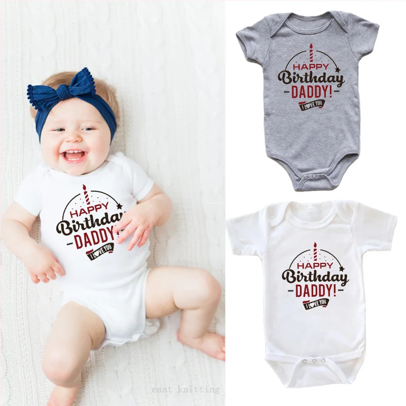 Newborn Baby Girls and Boys Clothes Letter Print Cotton Summer Rompers Jumpsuit Costume HAPPY Birthday DADDY Roupa Menina Kids