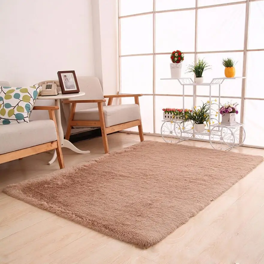 Fluffy Rugs Anti Skid Shaggy Area Rug Dining Room Home Bedroom Carpet
