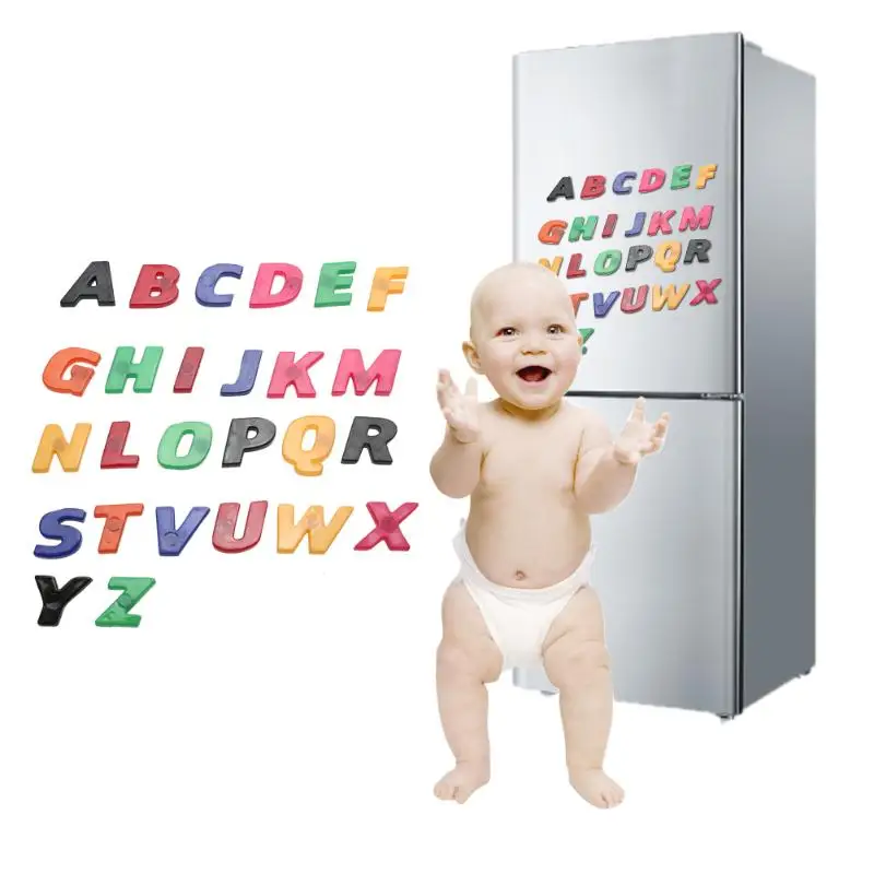 

26pcs Fridge Magnets Colorful ABC Alphabet Fridge Stickers Kid Early Learning Educational Toy Multifunction New Home Decoration