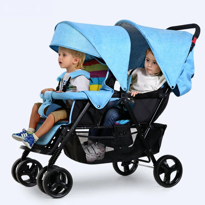 Twins Stroller with front and back seats, Fold Twins