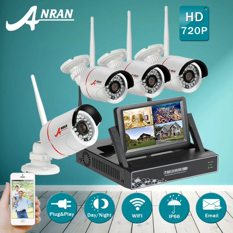 Новое Объявление! подключи и Играй Беспроводной Системы Безопасности 4CH 7 &quotLCD HDD
