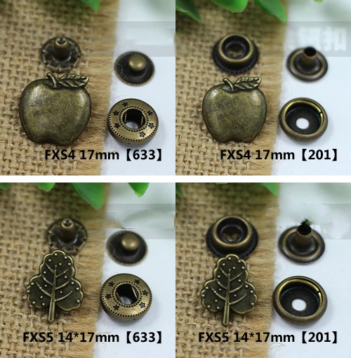 50sets/lot fruit flower design bronze color metal snap button DIY leather craft accessories 3