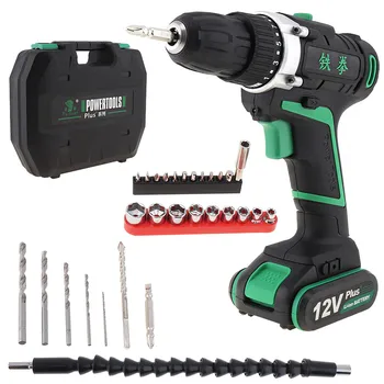 

Cordless 12V Electric Drill Screwdriver Power Tools with Rotation Adjustment Switch and Plastic Box 29pcs Accessories Set