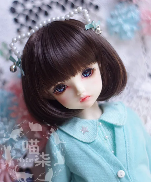 Парик для куклы MiuCat BJD 1/6 1/4 1/3 высокотемпературное волокно темно коричневый Rinka