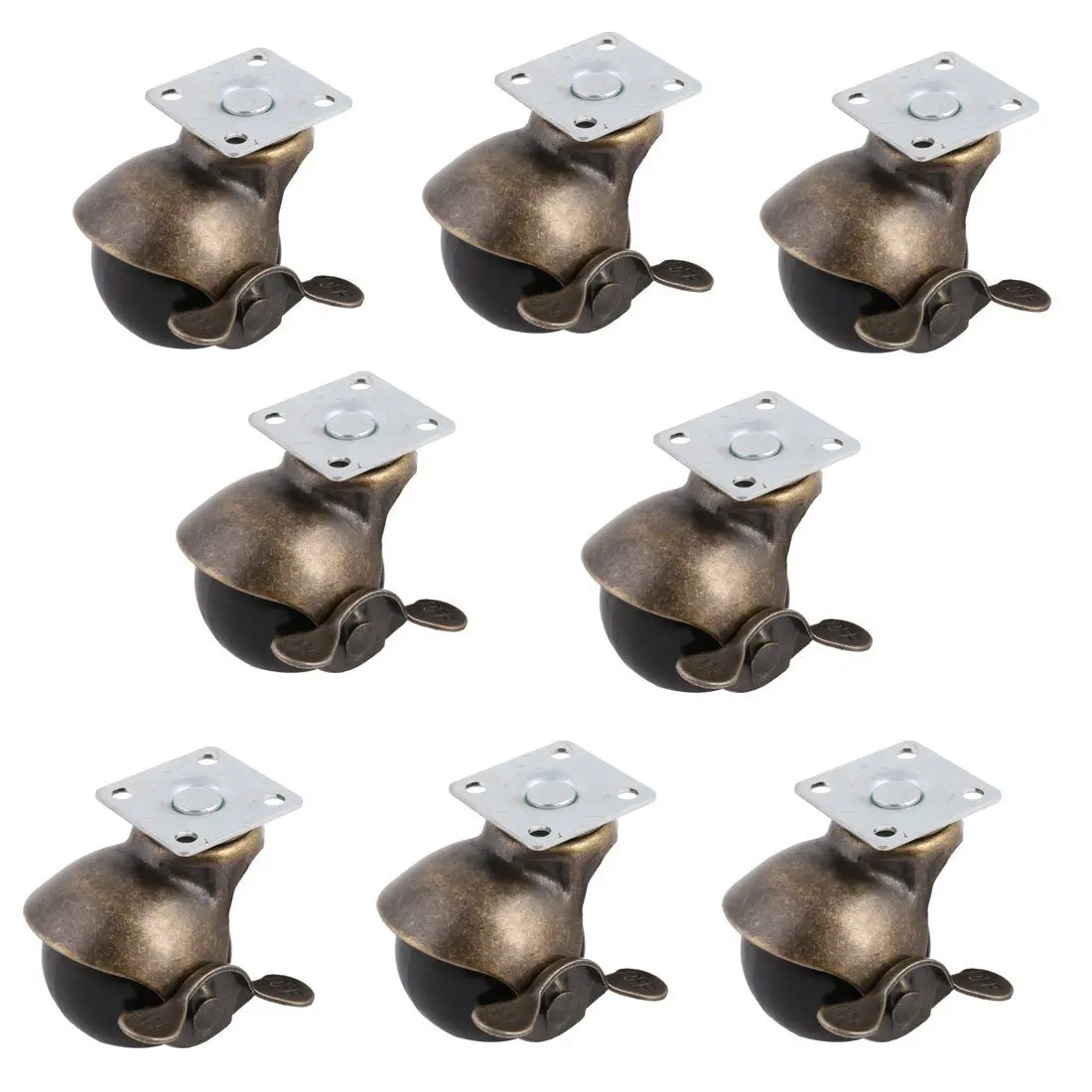 

NEW 40mm 1.5-inch Wheel 360 Degree Swivel Plate Hooded Ball Shaped Brake Caster 8pcs