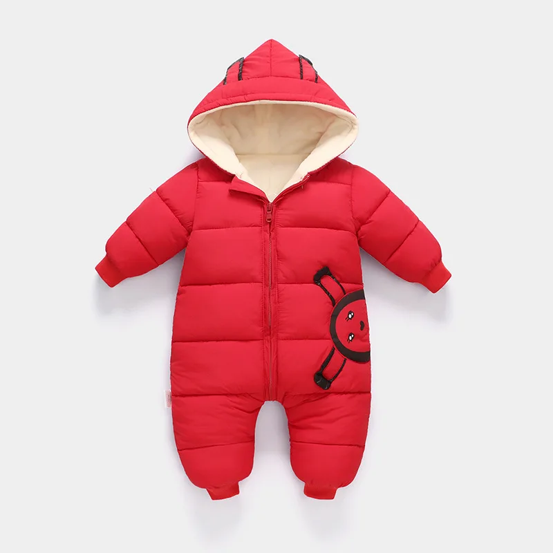 Зимний комбинезон для новорожденных; Детский комбинезон; хлопковые куртки и пальто на пуху; Верхняя одежда для маленьких мальчиков и девочек 0-2 лет; зимний комбинезон; Clj296 - Цвет: red