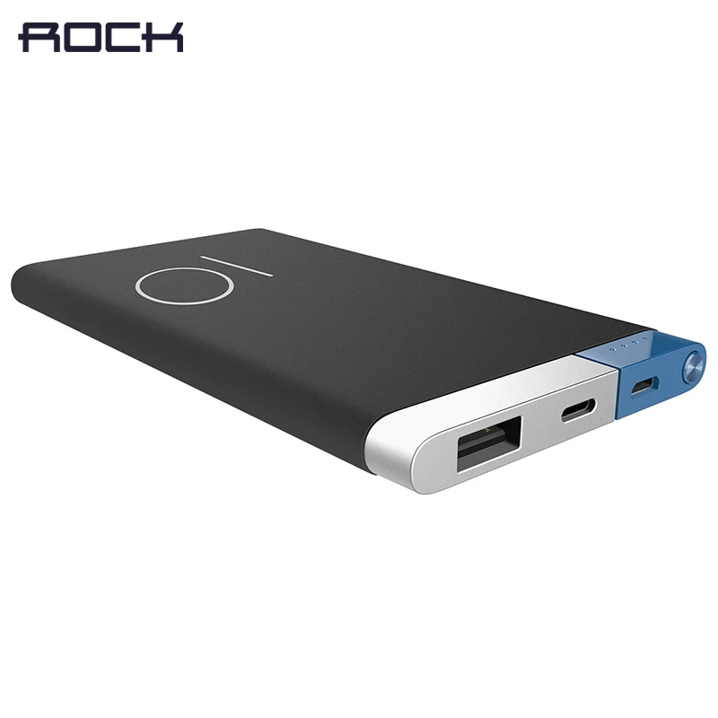Rock Polymer Power Bank 5000mah Ultra thin Backup Charger Metal Powerbank external battery Portable Black Gold Rose Gold