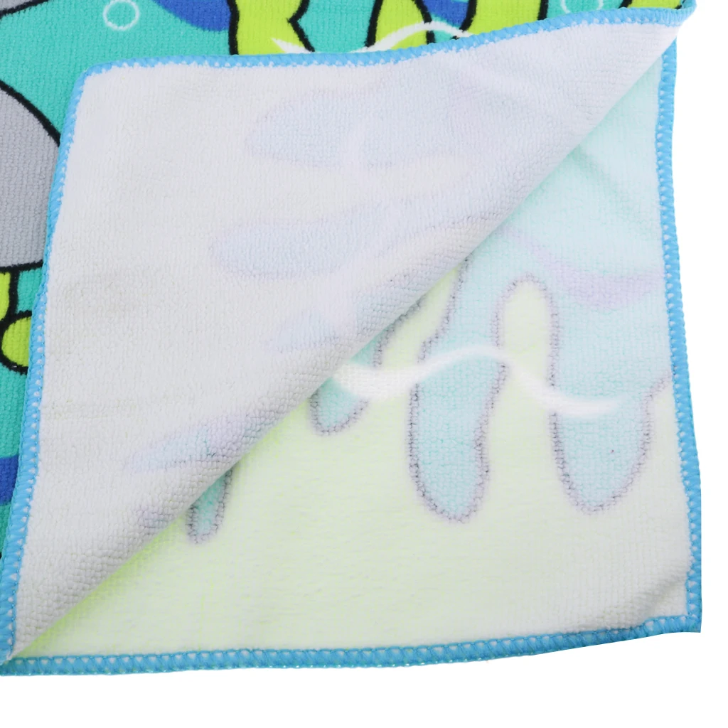 Lightweight Surf Changing Robe Swimming Beach Hooded Poncho Wetsuit Towel with Mermaid Butterfly Shark Image for Boys Girls Kids