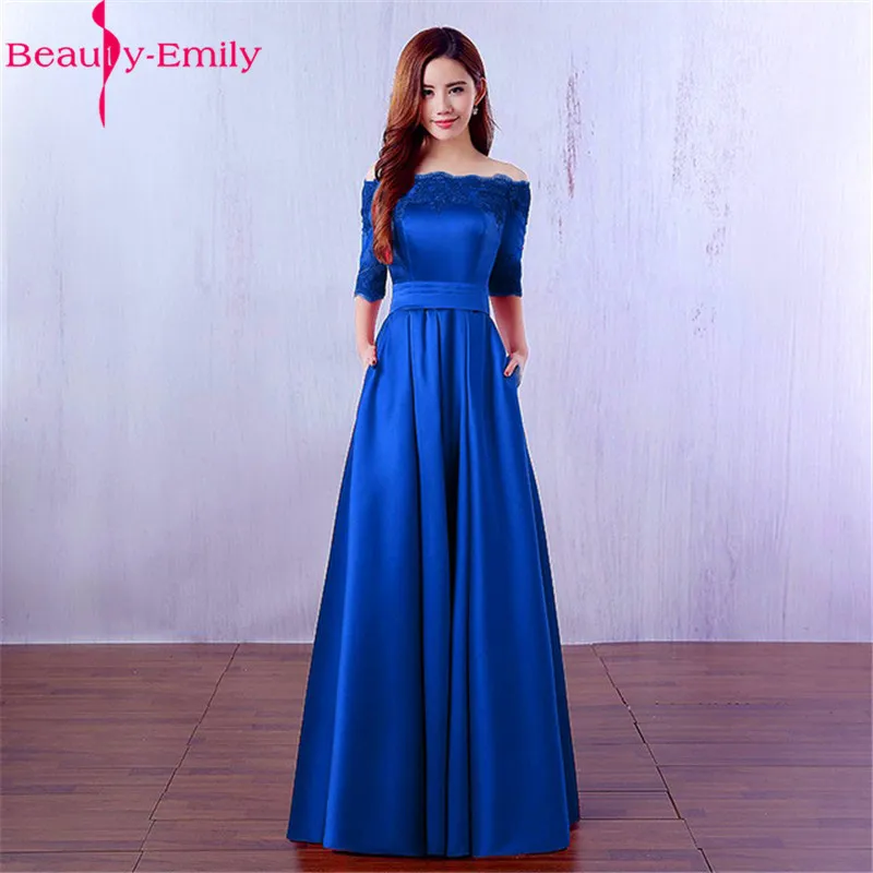 half shoulder long dress