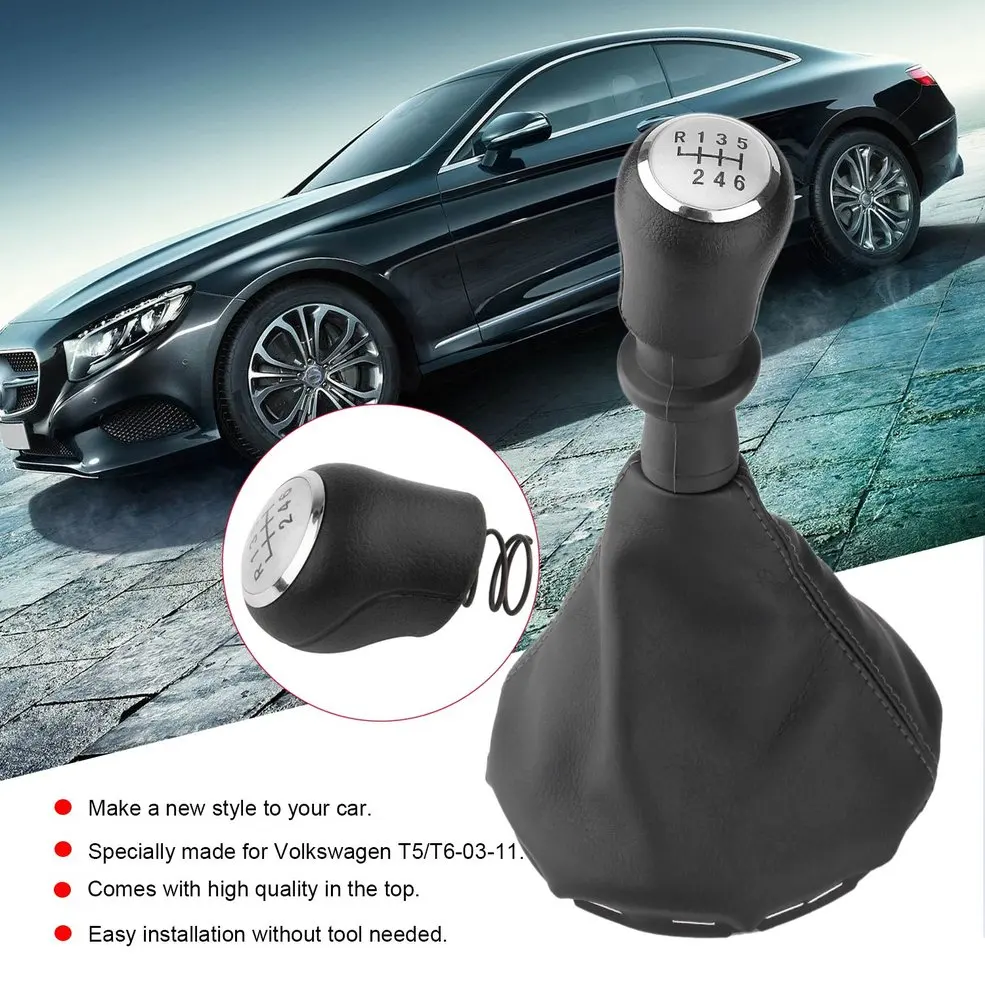 

For Volkswagen T5/T6-03-11 Six Blocks Gear Head + Dustproof Cover Manual Gear Ball Head Assembly Vehicle Accessories