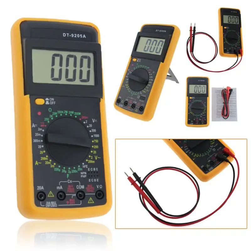 AC DC 250 В/0.2A ЖК-цифровой мультиметр Вольтметр Амперметр Вольт Ампер резисторы ом Электрический тестер мультиметры