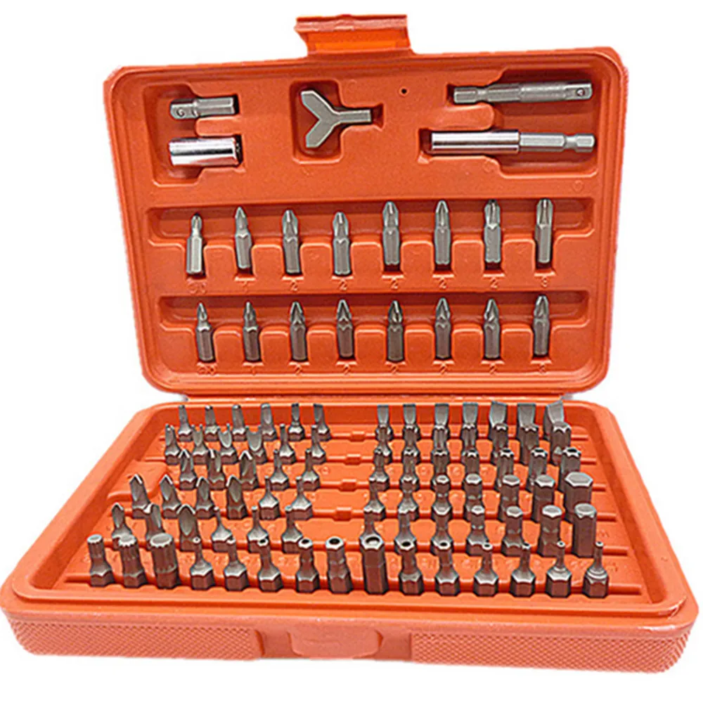 

100pc Screwdriver Security Bit Set Torx Star Tamper Screws Hex Key Phillips Slotted Tri Wing Screw Driver Bit Torx Pozi W/ Case