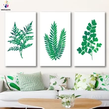 DIY картинки для раскраски по номерам с цветами зеленый лист растение свежий стиль картина Рисование Живопись по номерам в рамке дома