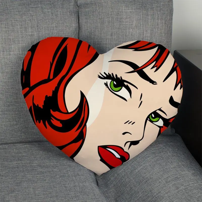 Custom Roy Lichtenstein pop art Heart Pillow Cover Custom Zipper