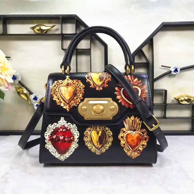

Unbelievable Charm! Perfect Quality! New Lady's Shoulder Bag Skew Cross Calfskin Graffiti Love Color Printed Leather Women's Bag