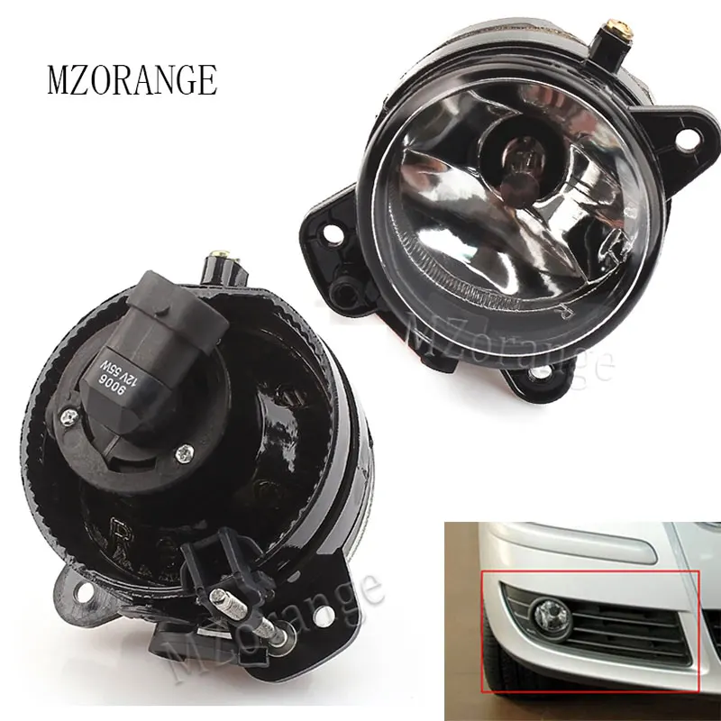 

MZORANGE For VW Polo 9N Car Front Bumper Fog Light Halogen Fog Lamps Clear Lens 9006 Bulbs Left/Right 2005 2006 2007 2008 2009