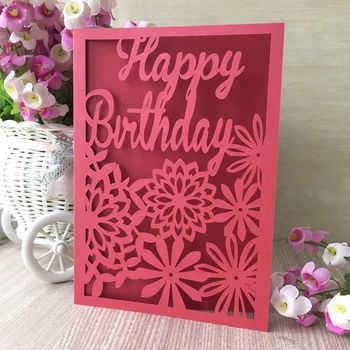 

50pcs/lot Glossy paper Birthday Party decoration Invitation cover Card Happy Birthday Greeting Blessing wishing well card