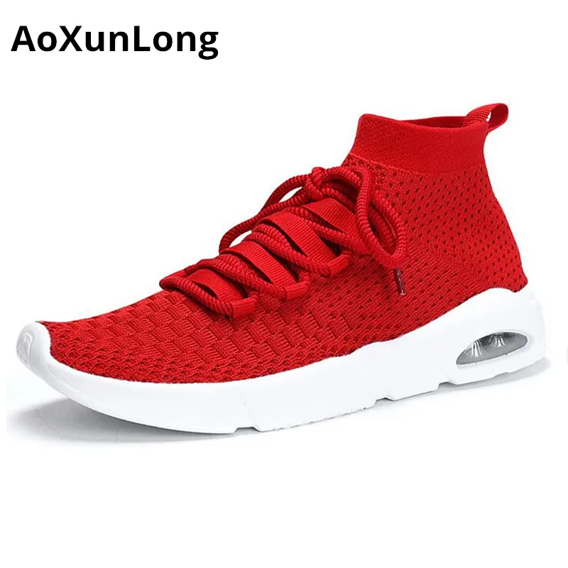 

AoXunLong New Men Sneakers Breathable Air Mesh Shoes Men Outdoor Casual Shoes Red Black Big Size 39-46 Hot Men Shoes