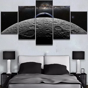

5 Piece HD Print Large Moon Earth Sky Space Cuadros Decoracion Paintings on Canvas Wall Art for Home Decorations Wall Decor