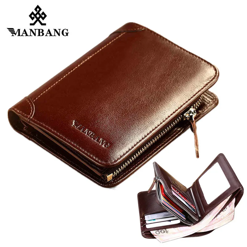 ManBang Wallet Genuine Leather Men Wallets Short Male Purse Card Holder Wallet Men Fashion Purse Billfold Zipper Coin Pocket ManBang Wallet Genuine Leather Men Wallets Short Male Purse Card Holder Wallet Men Fashion Purse Billfold Zipper Coin Pocket