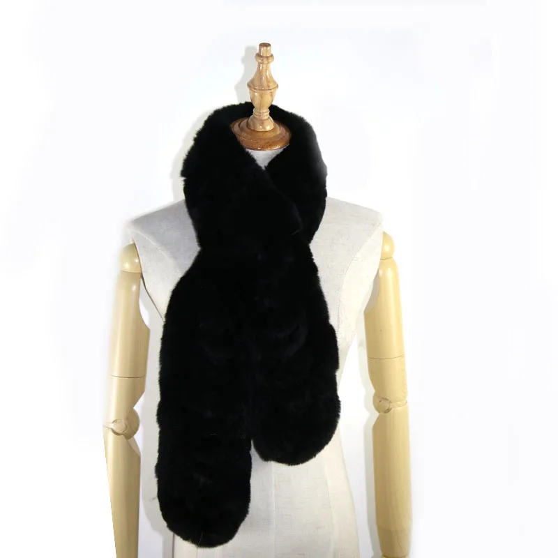 Новинка, шарфы из натурального меха, качественный шарф из кроличьего меха для женщин, опт и розница,, шарфы из кролика MC002 - Цвет: black