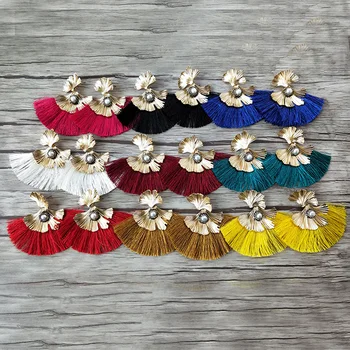 

6 Pairs Cotton Silk Tassel Earrings Pave Rhinestone pearl charm Women Jewelry Bohemia Earrings Christmas gift ER716