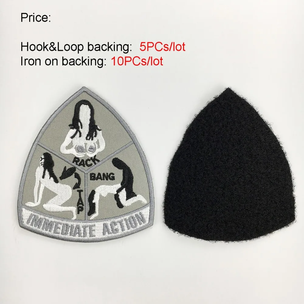 Immediate Action Tap Rack Bang Military Patch Iron on Uniform Morale Military Badge