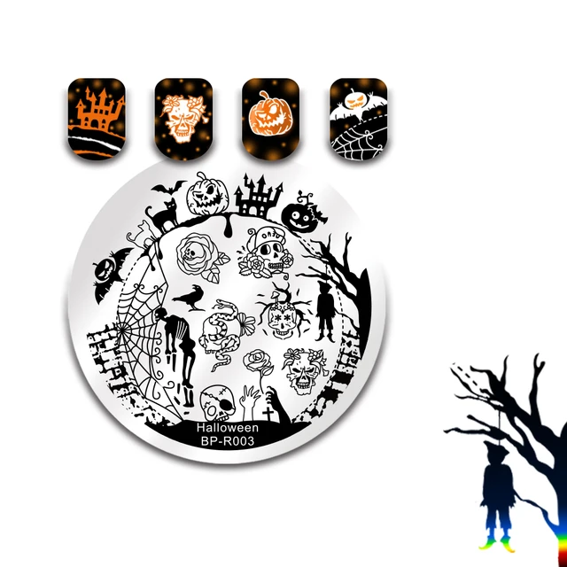 born pretty halloween arabesque nail art stamp template geometry