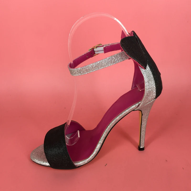 Silver-Black-Glitter-Minnie-Sandal-Women-High-Heel-Stilettos-Shoes-Party-Sandal-Ankle-Straps-PU-Graceful (1)