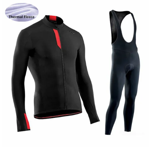 

NW 2019 New Winter Thermal Fleece Cycling Clothes Men's Jersey Suit Outdoor Riding Bike MTB outdoor Clothing Bib Pants Set