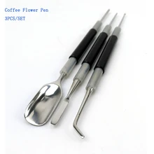 Кофе цветок ручка Нержавеющая сталь рисунок иглы резьба по дереву stick 3 шт./компл. DIY Кухня аксессуары