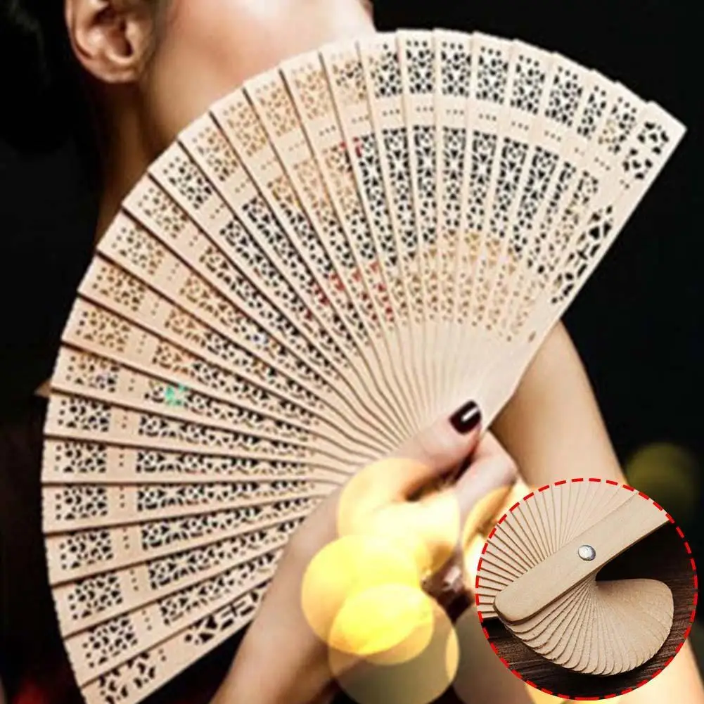 

Fragrant Home Decoration Crafts Bamboo Wooden Fan Summer Accesory Art Folding Carved Hand Fan New Hot