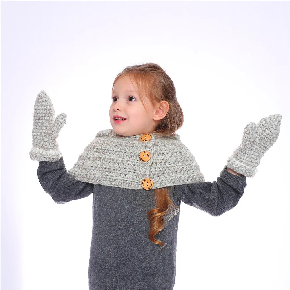 Cute cartoon children's handmade crochet hat elk knit hat warm scarf gloves hat elk cape cap