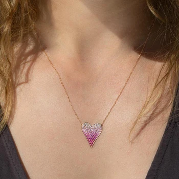 

rose gold mix color Love Heart red Romantic Heart Pendant Necklaces Jewelry for Women Summer Decoration Chic jewelry design