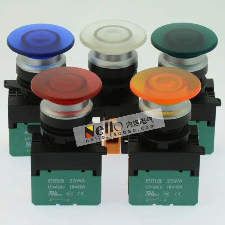 

[ SA ]Imports EMA illuminated pushbutton 22mm latching self-resetting/lock E2P4 *. A0/M0 LED DC6V/12V/24V/AC110/220V 1NO/1NC-10P